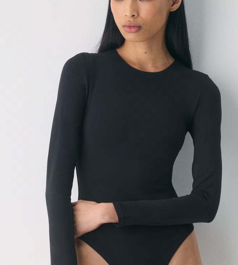 NEW Aritzia Original Contour Prosperity Crew Bodysuit Black Small Top
